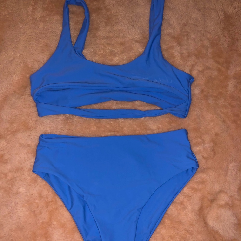 Blue bathing suit two piece